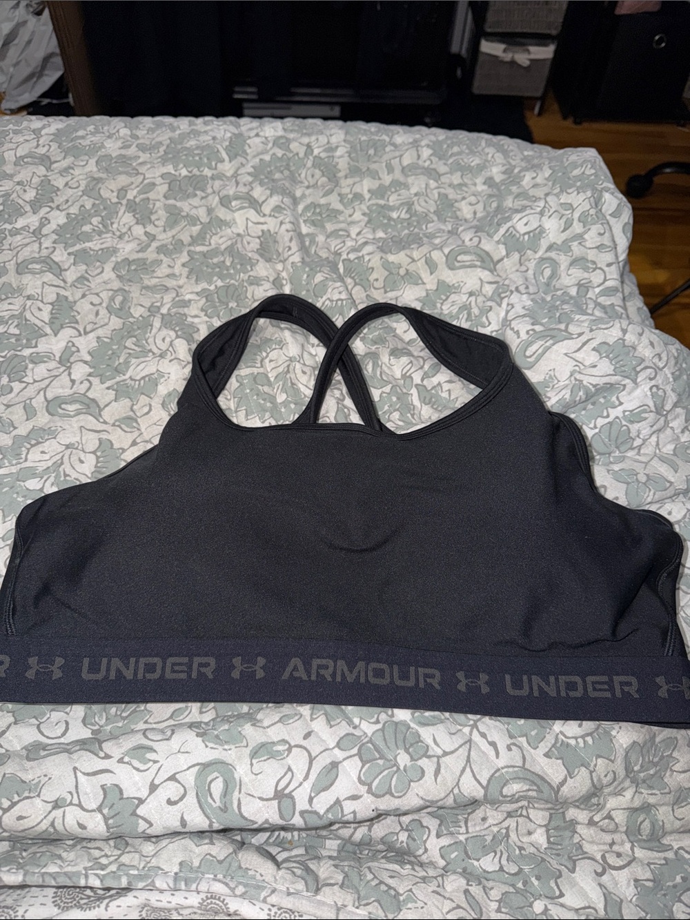 Under Armour Black Cross-Strap Medium-Support Sports Bra